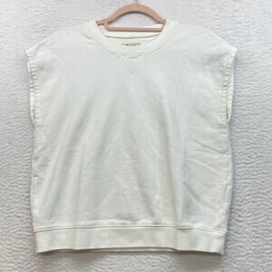 Madewell Sweatshirt Womens Small White Resourced Cotton Short Sleeve Relaxed